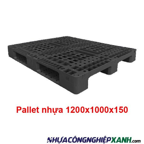 Pallet nhựa liền khối 1200x1000x150 màu đen