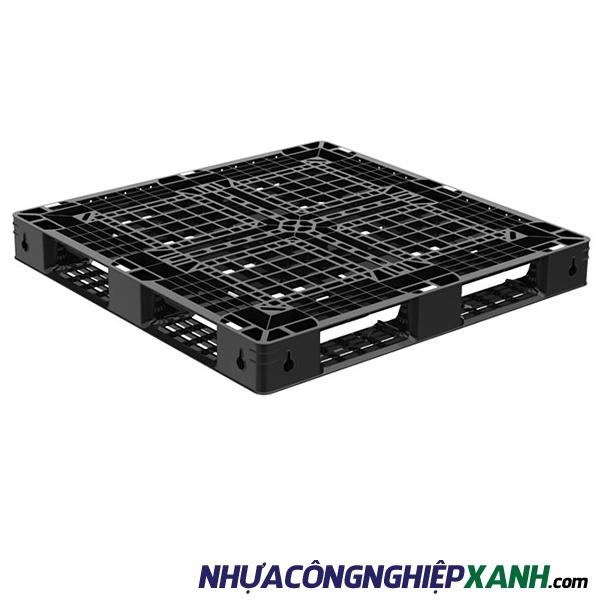 Pallet nhựa 1 mặt 1100x1100x120 đen