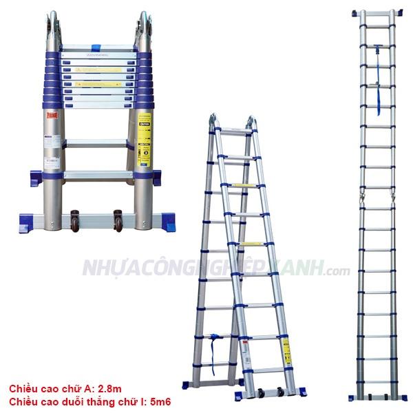 Thang nhôm rút đôi 5m5 (thang chữ A) Advindeq ADT709B