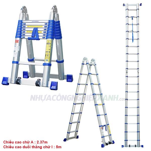 Thang nhôm chữ A rút đôi 5M Advindeq ADT708B