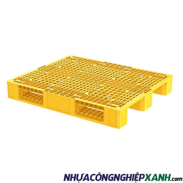 Pallet nhựa 1 mặt 1200x1000x160 vàng