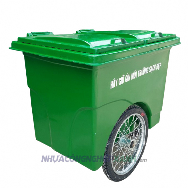 Xe đẩy rác 660 lít có bánh xe
