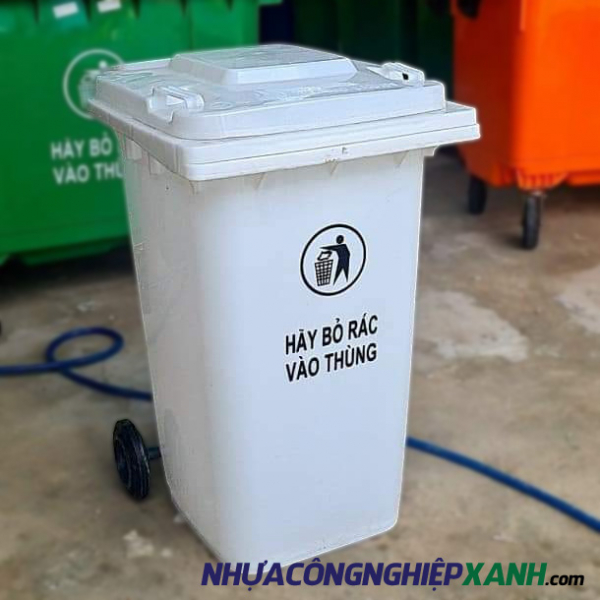 Thùng rác màu trắng 120 lít